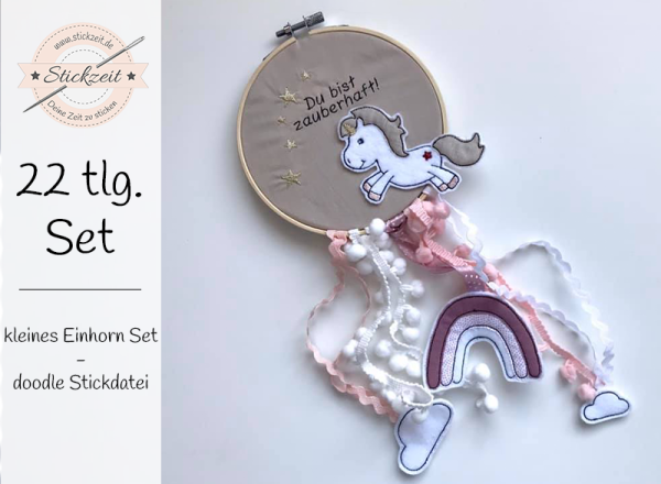 Kleines Einhorn Set - doodle Stickdatei